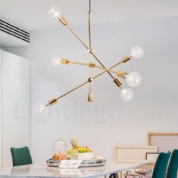 6-flammiger Kupfer-Kronleuchter mit Glasschirm