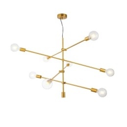 6-flammiger Kupfer-Kronleuchter mit Glasschirm