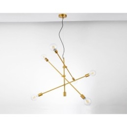 6-flammiger Kupfer-Kronleuchter mit Glasschirm