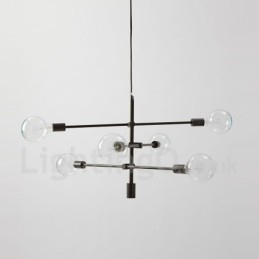 6-flammiger Kupfer-Kronleuchter mit Glasschirm