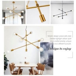 6-flammiger Kupfer-Kronleuchter mit Glasschirm