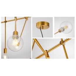 6-flammiger Kupfer-Kronleuchter mit Glasschirm