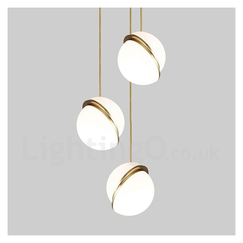 Moderne zeitgenössische Kupfer-Pendelleuchte mit Glasschirm