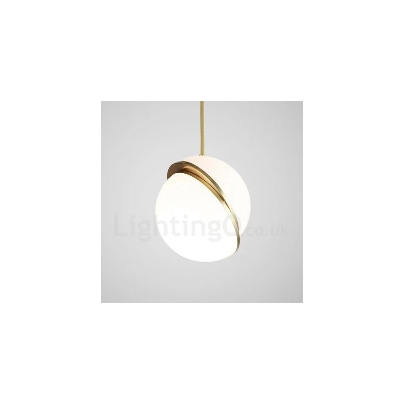 Moderne zeitgenössische Kupfer-Pendelleuchte mit Glasschirm