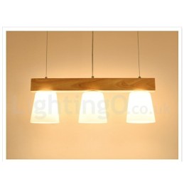 Moderne Pendelleuchte aus Holz mit 3 Lichtern