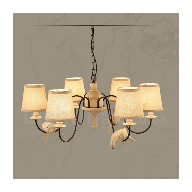 Rustikale Lodge Vintage-Pendelleuchte mit 6 Lichtern