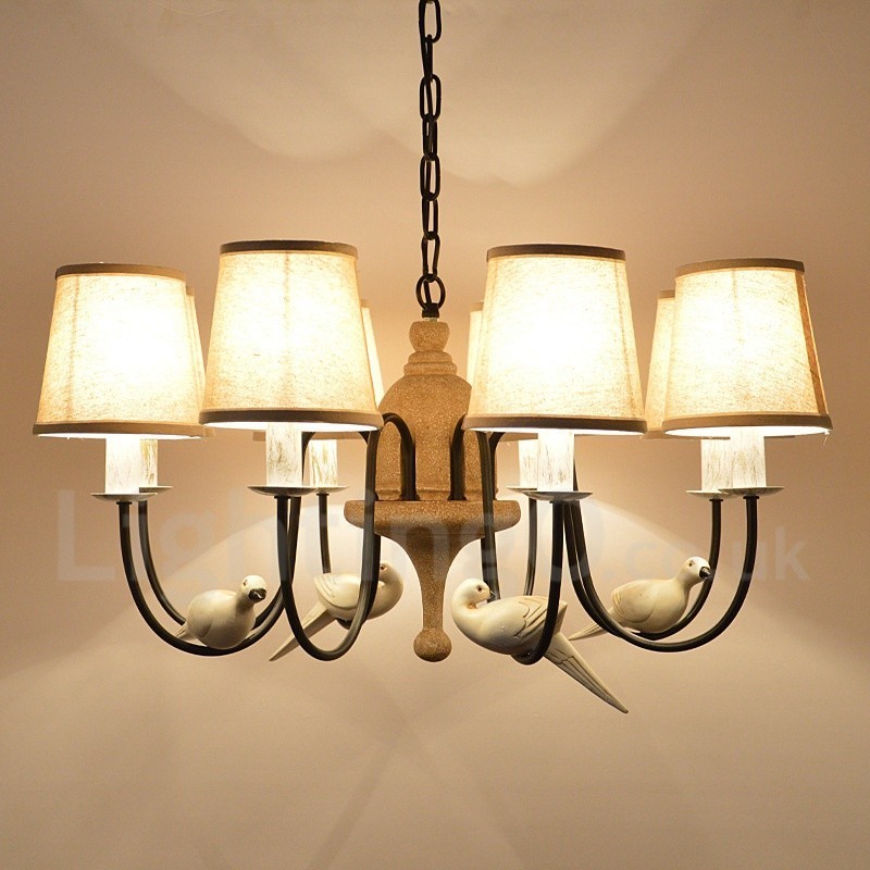 Rustikale Lodge Vintage-Pendelleuchte mit 8 Lichtern