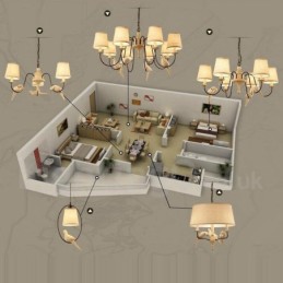 Rustikale Lodge Vintage-Pendelleuchte mit 8 Lichtern