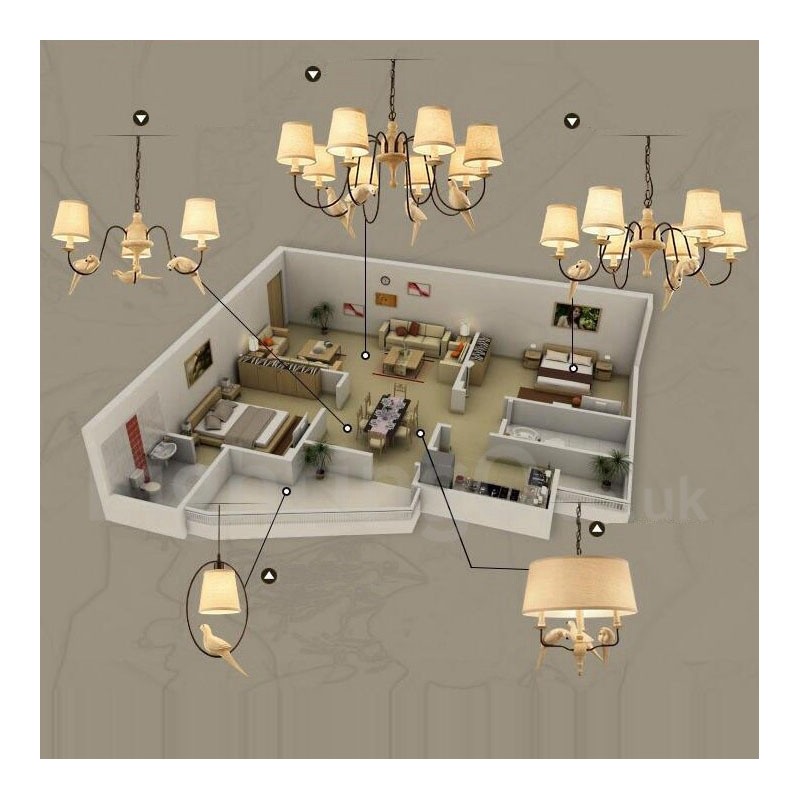 Rustikale Lodge Vintage-Pendelleuchte mit 8 Lichtern