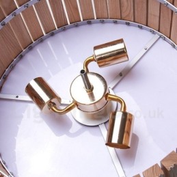 Moderne zeitgenössische Holztrommel-Pendelleuchte