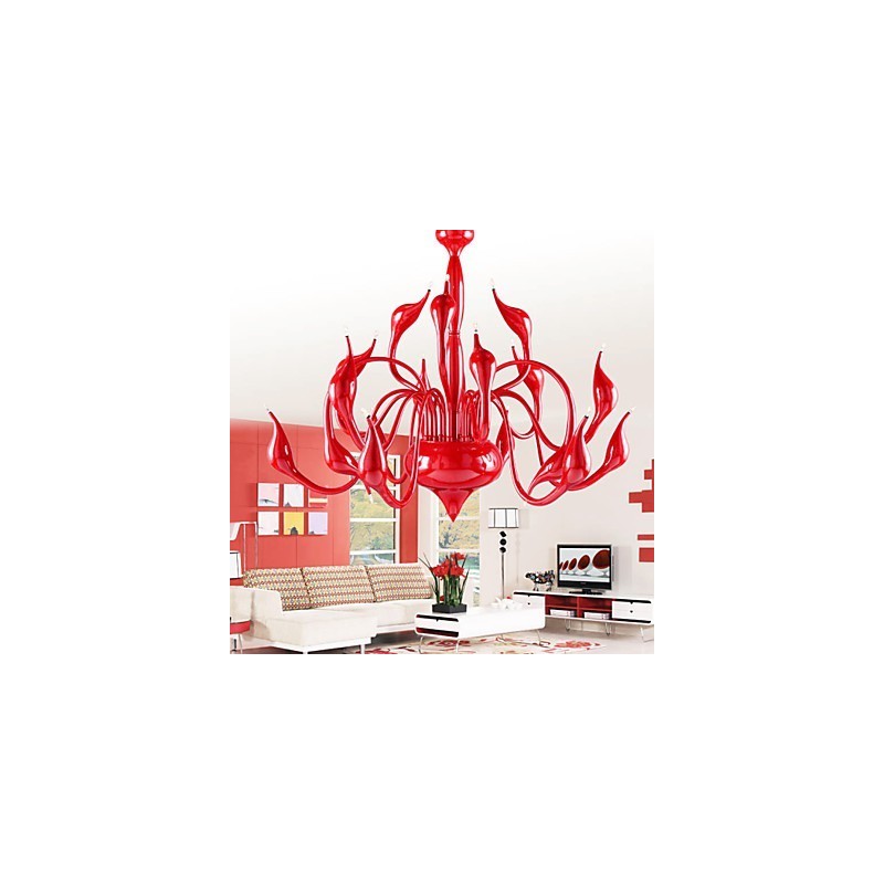 Moderne Kronleuchter Licht 18 Lichter G4 Rote Malerei