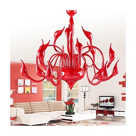 Moderne Kronleuchter Licht 18 Lichter G4 Rote Malerei Moderne Kronleuchter Licht 18 Lichter G4 Rote Malerei
