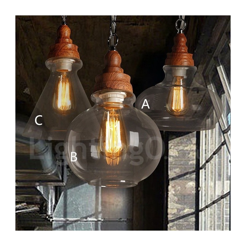 Retro Vintage Pendelleuchte mit Glasschirm Lampe