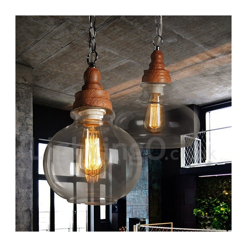 Retro Vintage Pendelleuchte mit Glasschirm Lampe