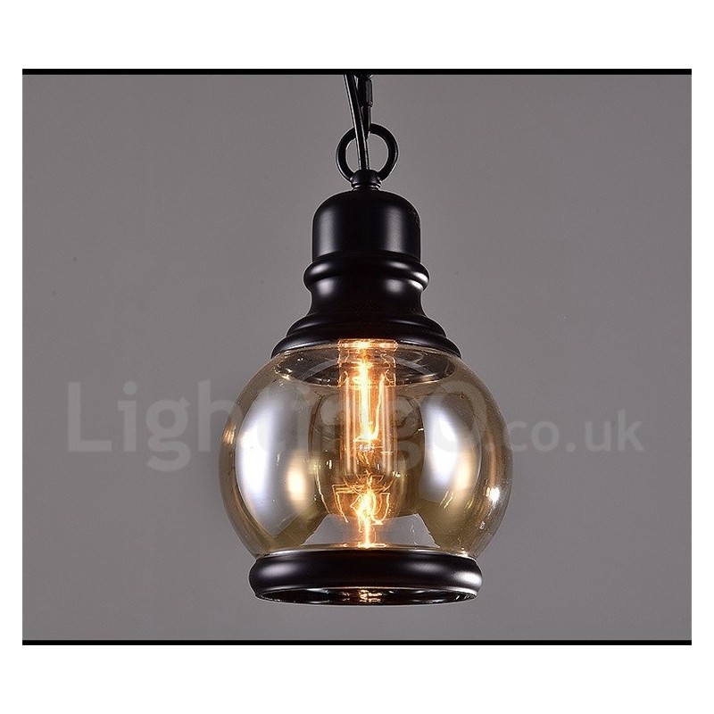 Retro Vintage Pendelleuchte mit Glasschirm Lampe