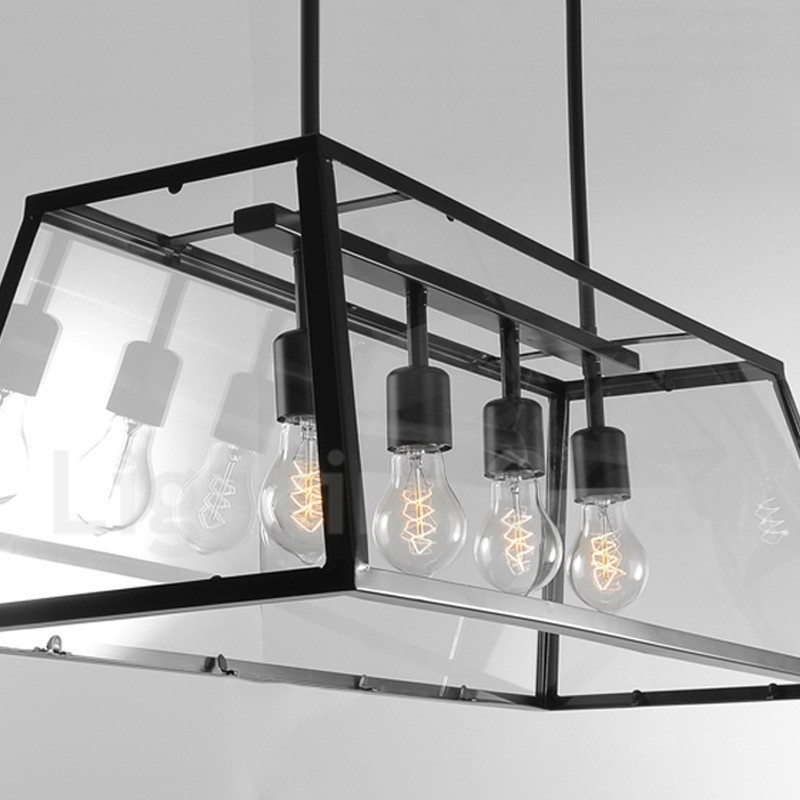 Rustikale Lodge Vintage-Pendelleuchte aus Metall mit Glasschirm