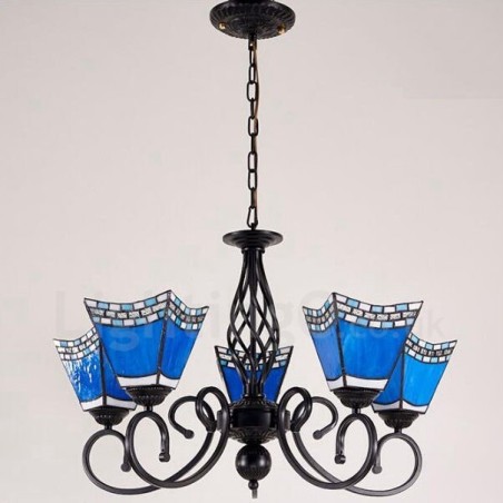 Integrierter Kronleuchter aus Metall im mediterranen Stil mit 5 Lichtern Integrierter Kronleuchter aus Metall im mediterranen Stil mit 5 Lichtern