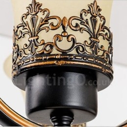 Rustikaler, integrierter Kronleuchter aus Metall mit 6 Lichtern im Lodge-Stil