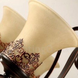 Rustikaler, integrierter Kronleuchter aus Metall mit 3 Lichtern im Lodge-Stil