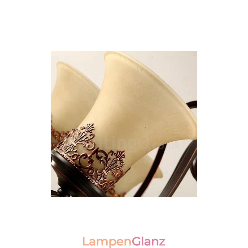 Rustikaler, integrierter Kronleuchter aus Metall mit 3 Lichtern im Lodge-Stil