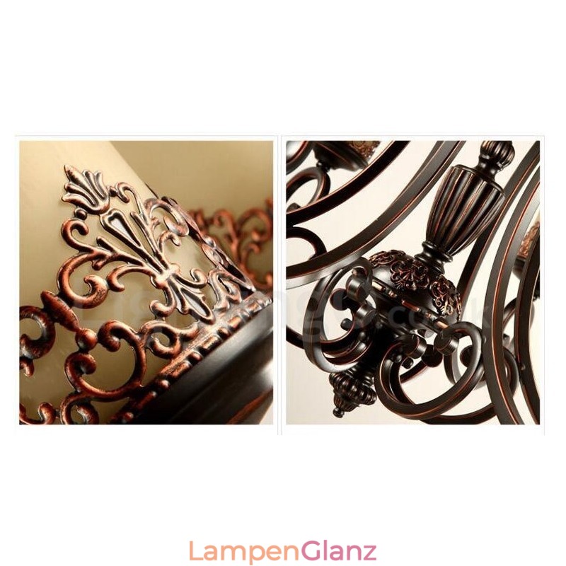 Rustikaler, integrierter Kronleuchter aus Metall mit 3 Lichtern im Lodge-Stil