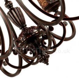 Rustikaler, integrierter Kronleuchter aus Metall mit 8 Lichtern im Lodge-Stil