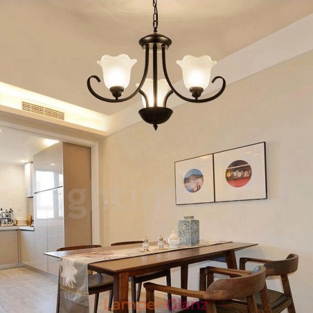 Rustikaler, integrierter Kronleuchter aus Metall mit 3 Lichtern im Lodge-Stil