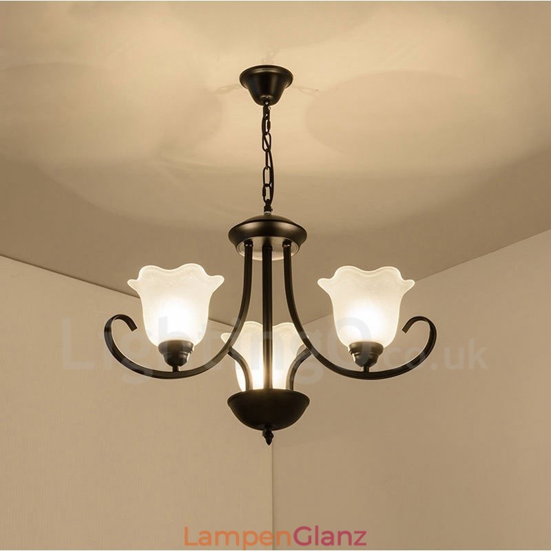 Rustikaler, integrierter Kronleuchter aus Metall mit 3 Lichtern im Lodge-Stil