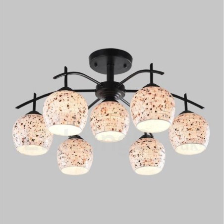 Integrierter Kronleuchter im mediterranen Stil mit 7 Lichtern und Glasschirm Integrierter Kronleuchter im mediterranen Stil mit 7 Lichtern und Glasschirm