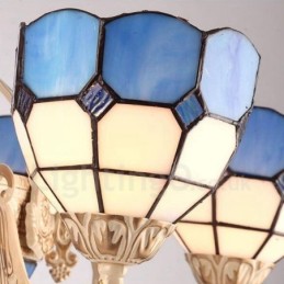 5-flammiger integrierter Kronleuchter aus Metall im mediterranen Stil mit Glasschirm
