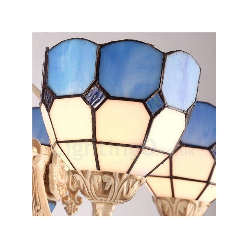 Integrierter Kronleuchter aus Metall im mediterranen Stil mit 11 Lichtern und Glasschirm