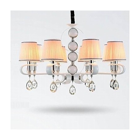 Stoff Kronleuchter 8 Licht High Grade Lampe Weiß Jade Silber Ring Stoff Kronleuchter 8 Licht High Grade Lampe Weiß Jade Silber Ring