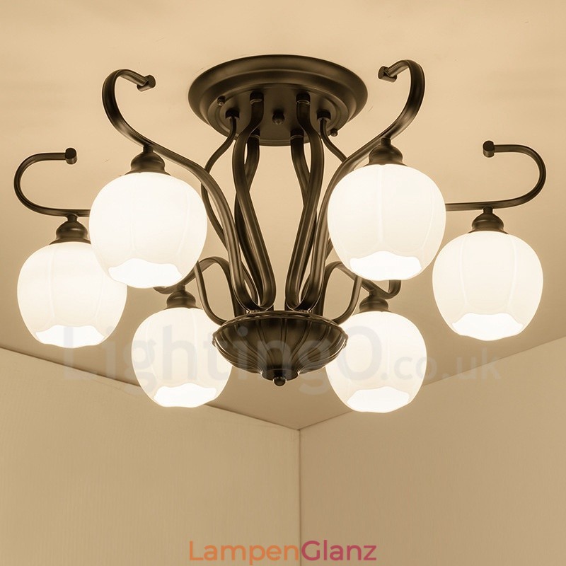 Rustikaler integrierter Kronleuchter mit 6 Lichtern im Lodge-Stil