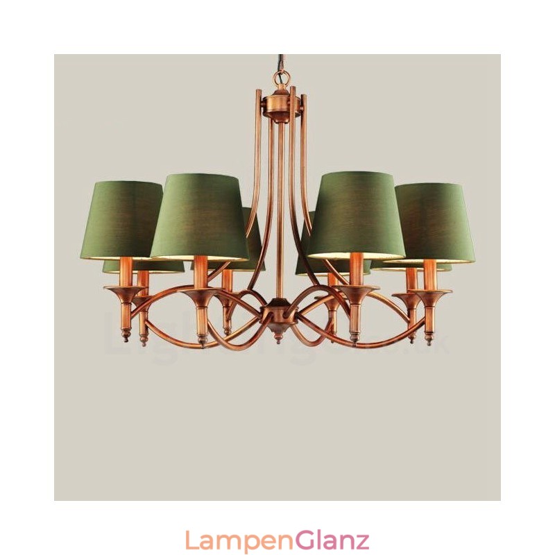 Rustikaler, integrierter Kronleuchter aus Metall mit 8 Lichtern im Lodge-Stil