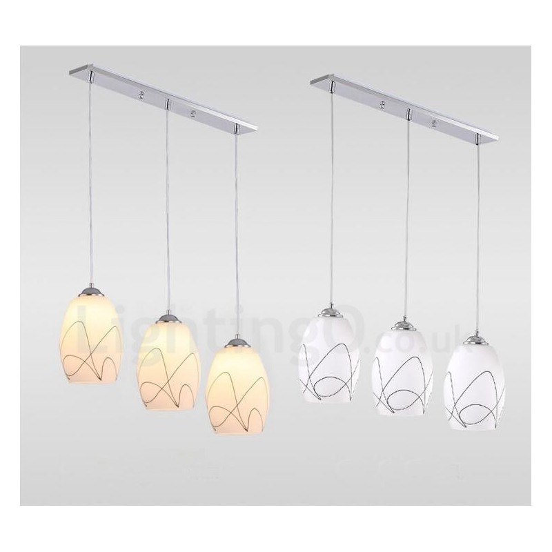 3-flammige, moderne, integrierte Pendelleuchte aus Metall