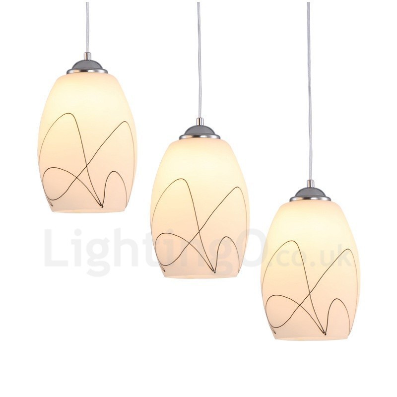 3-flammige, moderne, integrierte Pendelleuchte aus Metall