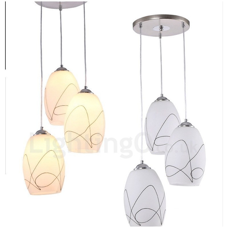 3-flammige, moderne, integrierte Pendelleuchte aus Metall