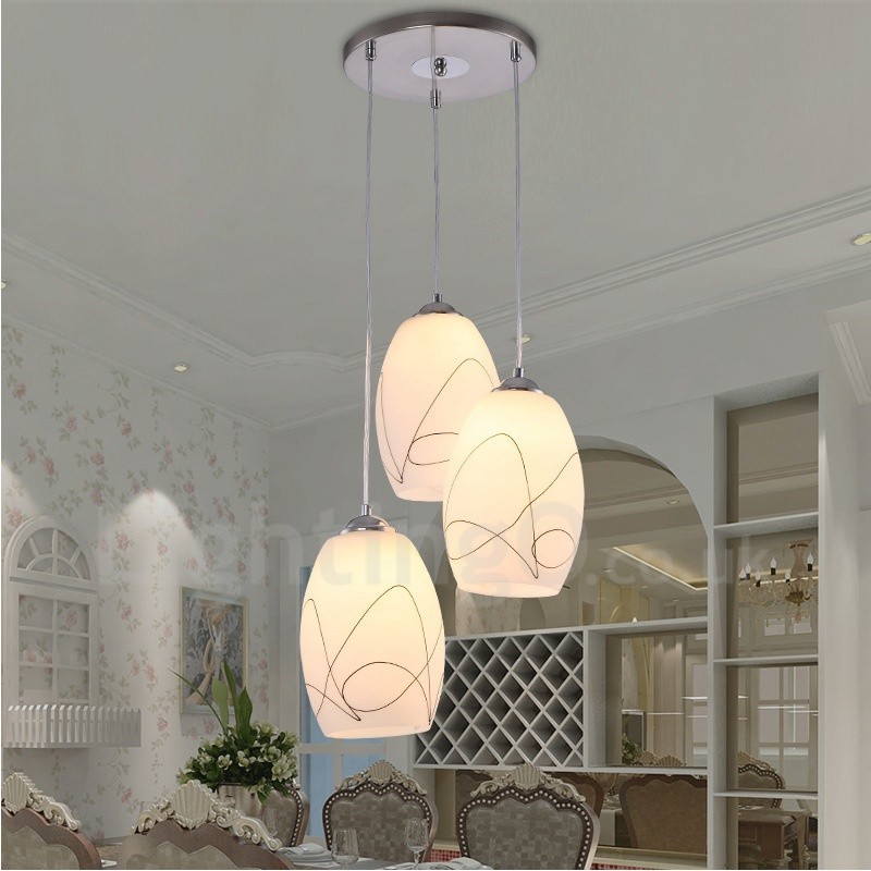 3-flammige, moderne, integrierte Pendelleuchte aus Metall