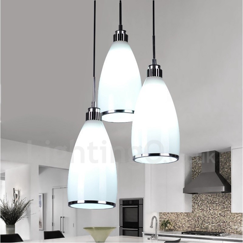 3-flammige, moderne, integrierte Pendelleuchte aus Metall