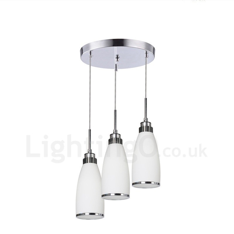 3-flammige, moderne, integrierte Pendelleuchte aus Metall