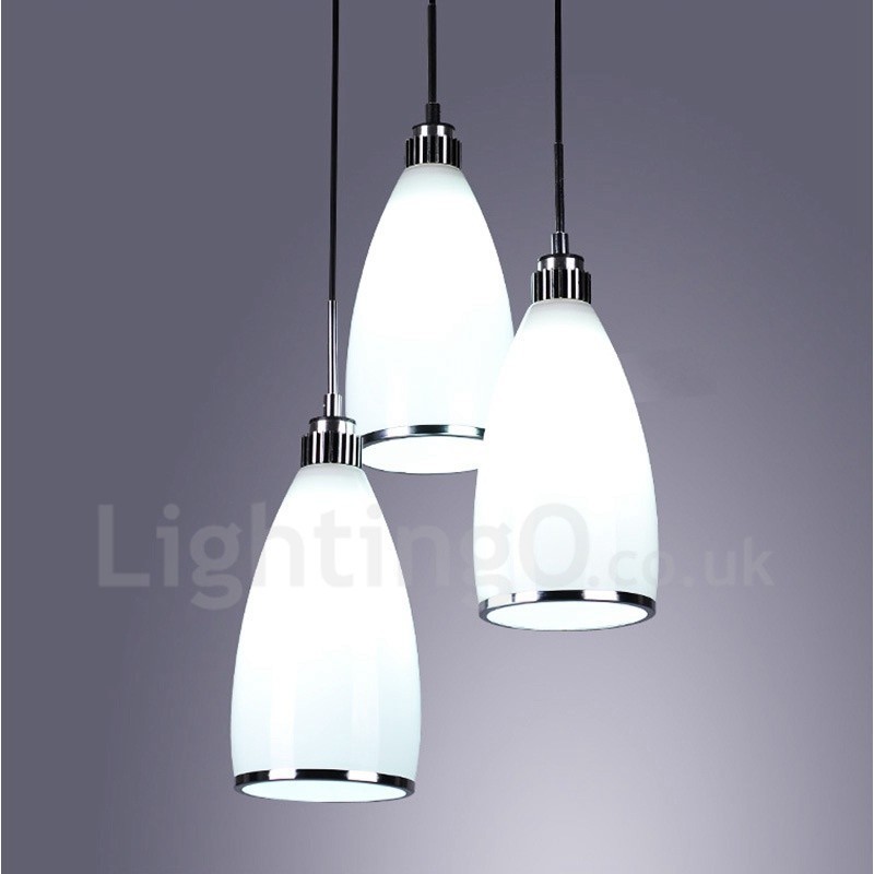 3-flammige, moderne, integrierte Pendelleuchte aus Metall
