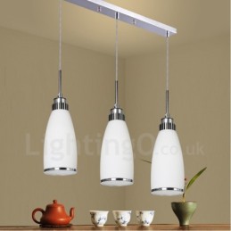 3-flammige, moderne, integrierte Pendelleuchte aus Metall