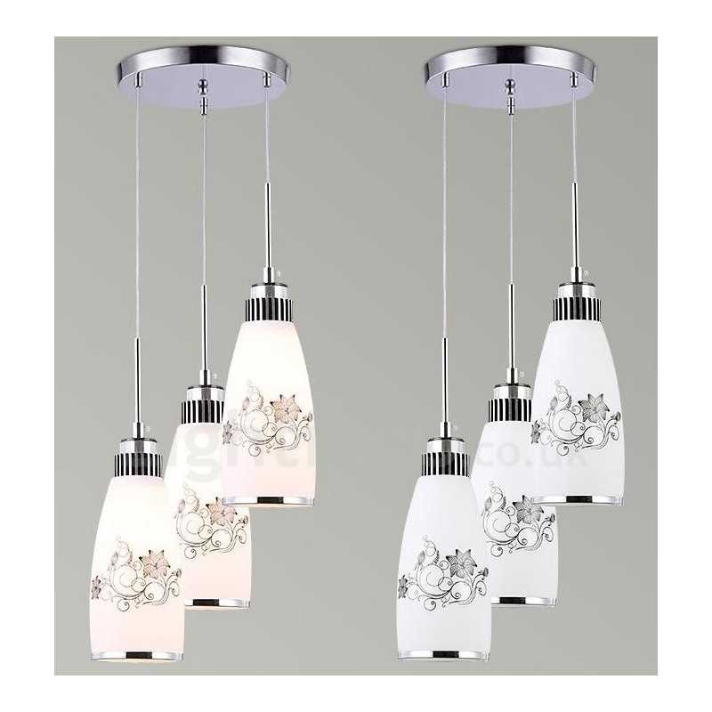 3-flammige, moderne, integrierte Pendelleuchte aus Metall