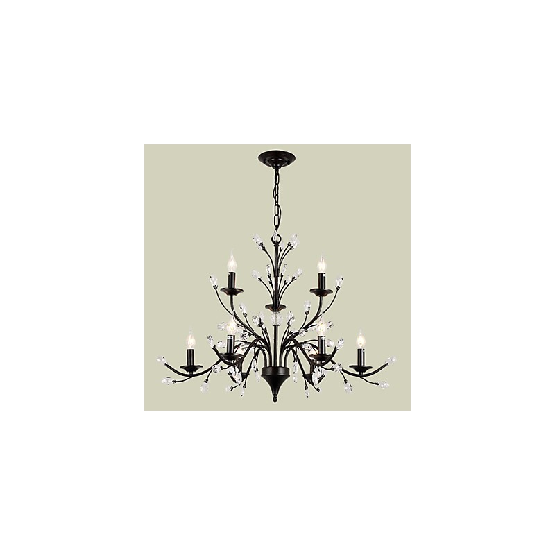9 Lichter Kristall Kronleuchter Modern Zeitgenössisch Traditionell Klassisch Vintage Retro Country Malerei Feature