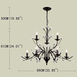 9 Lichter Kristall Kronleuchter Modern Zeitgenössisch Traditionell Klassisch Vintage Retro Country Malerei Feature