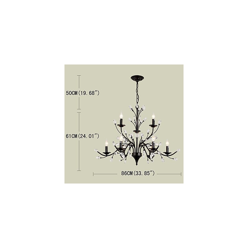 9 Lichter Kristall Kronleuchter Modern Zeitgenössisch Traditionell Klassisch Vintage Retro Country Malerei Feature