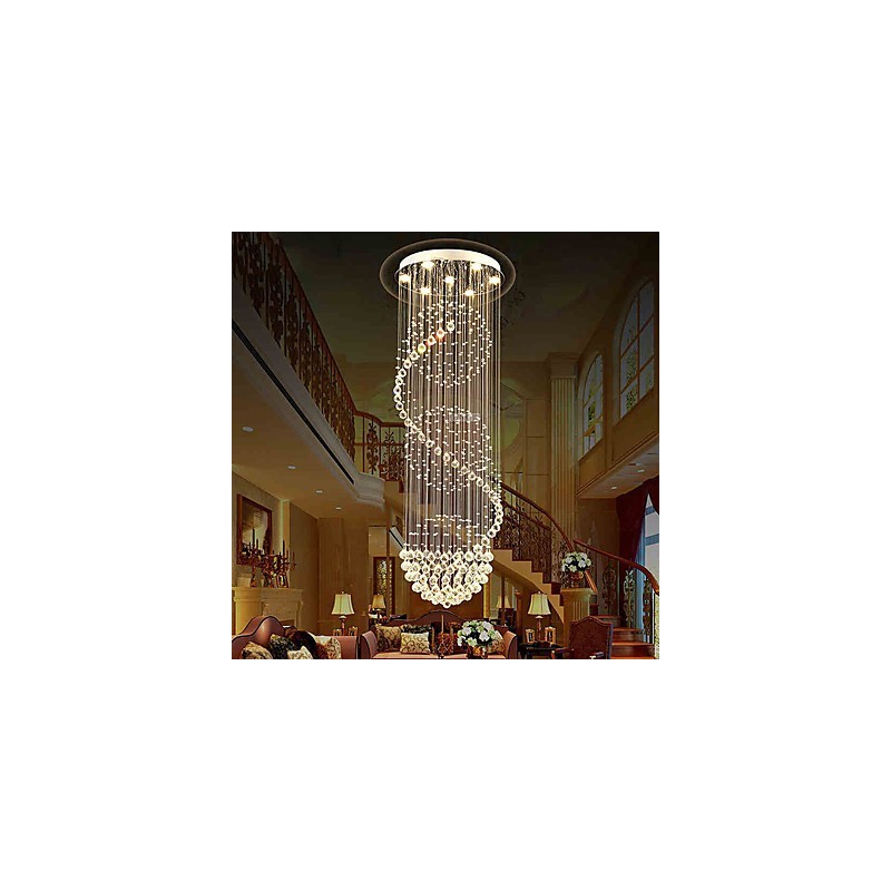 10 Lichter, 2,5 Meter Länge, langer Tropfen, Regentropfen, Teardrop, moderner Kristall-Deckenleuchter, Pendelleuchte für den Innenbereich