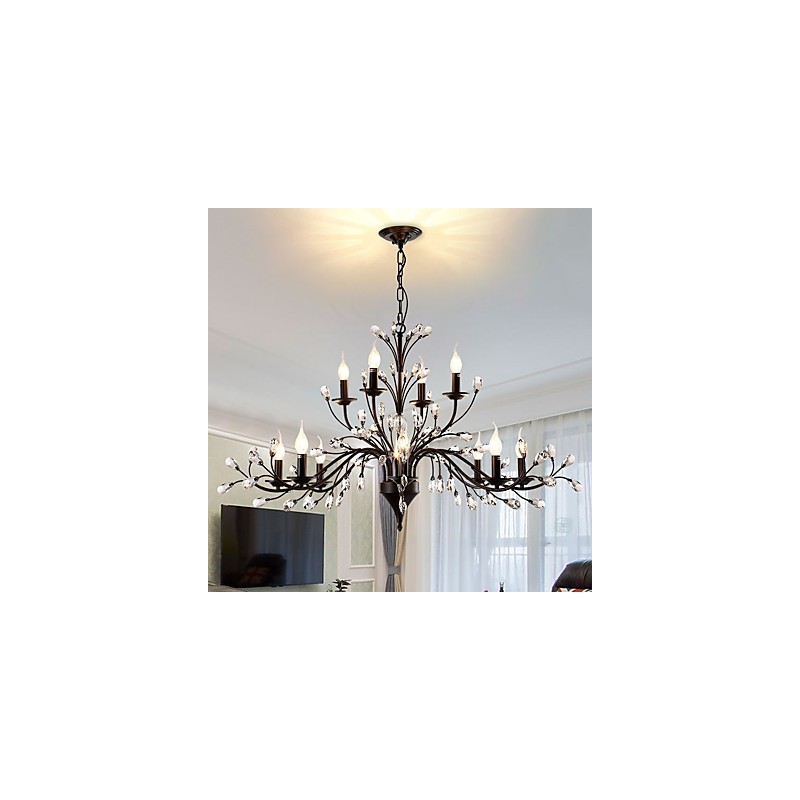 12 Lichter Kristall Kronleuchter Modern Zeitgenössisch Traditionell Klassisch Vintage Retro Country Malerei Feature