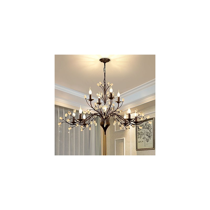 12 Lichter Kristall Kronleuchter Modern Zeitgenössisch Traditionell Klassisch Vintage Retro Country Malerei Feature