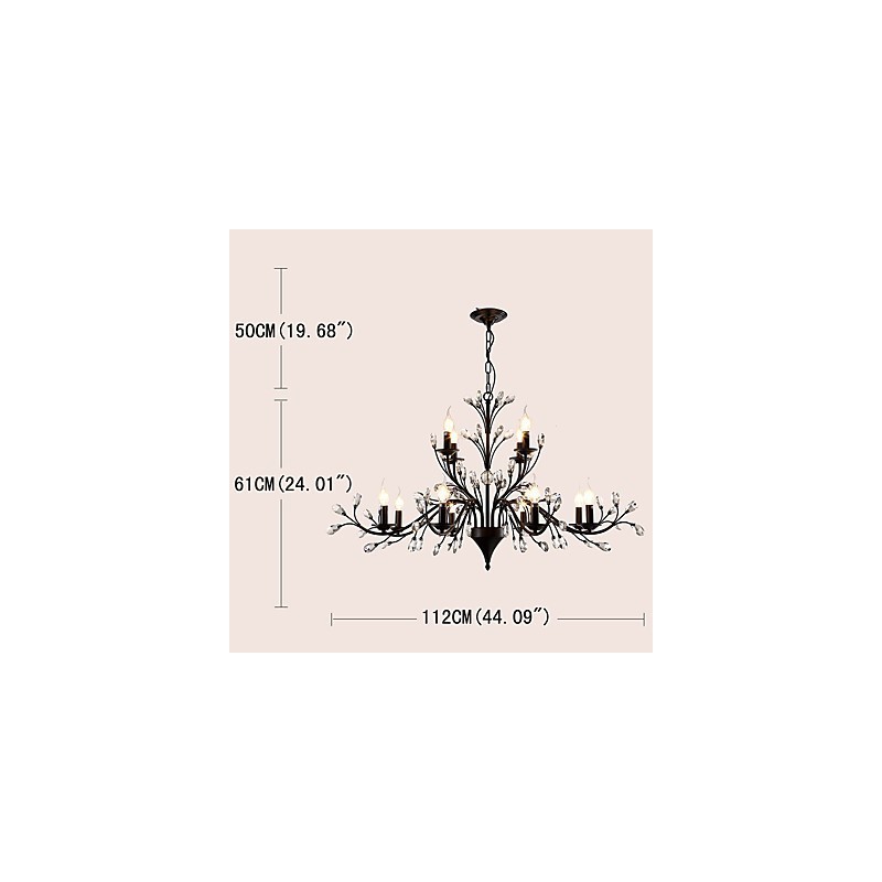 12 Lichter Kristall Kronleuchter Modern Zeitgenössisch Traditionell Klassisch Vintage Retro Country Malerei Feature
